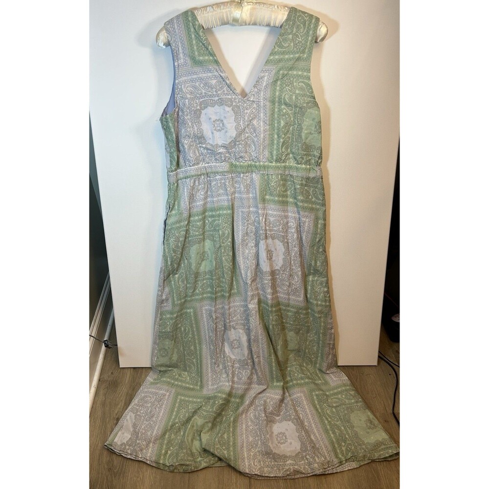 Universal Thread Women’s XL Green Paisley Bandana V Neck Boho Maxi Dress Pockets - Picture 10 of 14